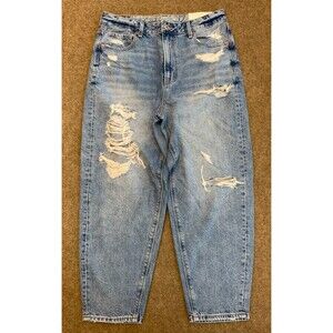 American Eagle Jeans Womens 8 Relaxed Mom Barrel High Rise Distressed Y2K Denim